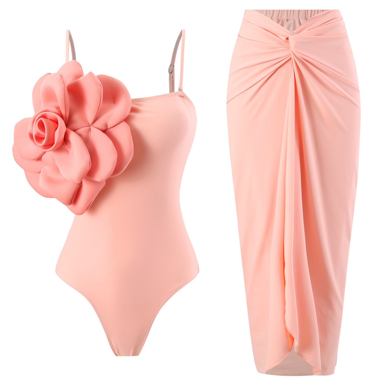 3D Dahlia Monokini with Skirt Set